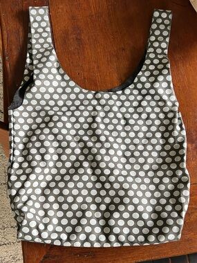 Leather BAGGU Ink blue Tote with White Polka Dots